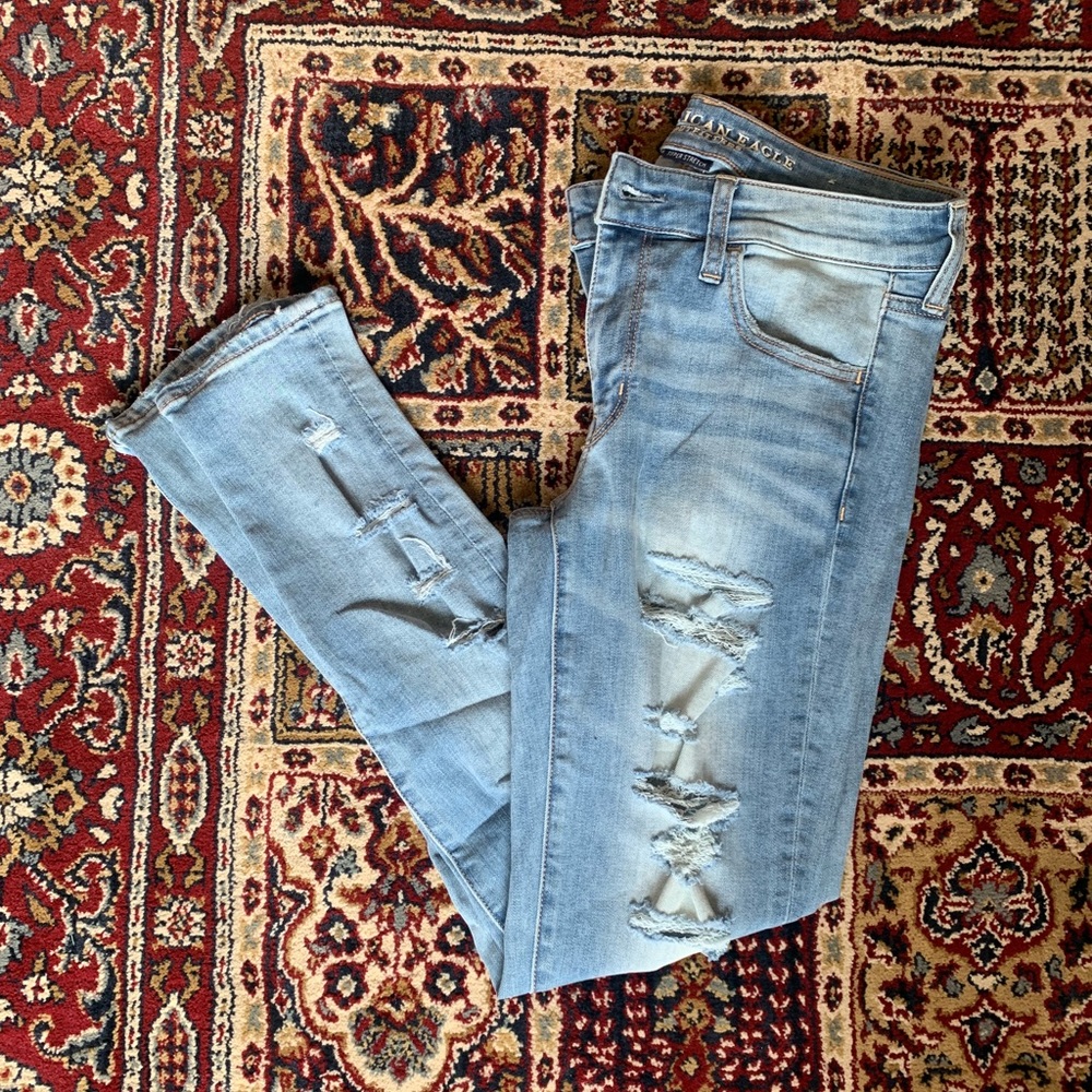 American Eagle Distressed Light-Wash Jeans.